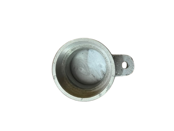 Heavy duty aluminium fill cap - open end view showing the bore, the seating face and the drilled lug